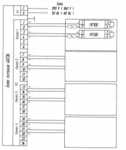 Приложение 3. Схема электрическая подключения датчиков с блоком питания 4БП36