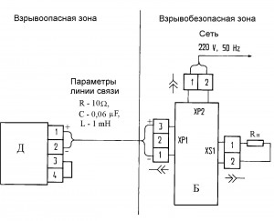 Приложение 5. Схема электрическая подключения датчика с блоком БПС-90