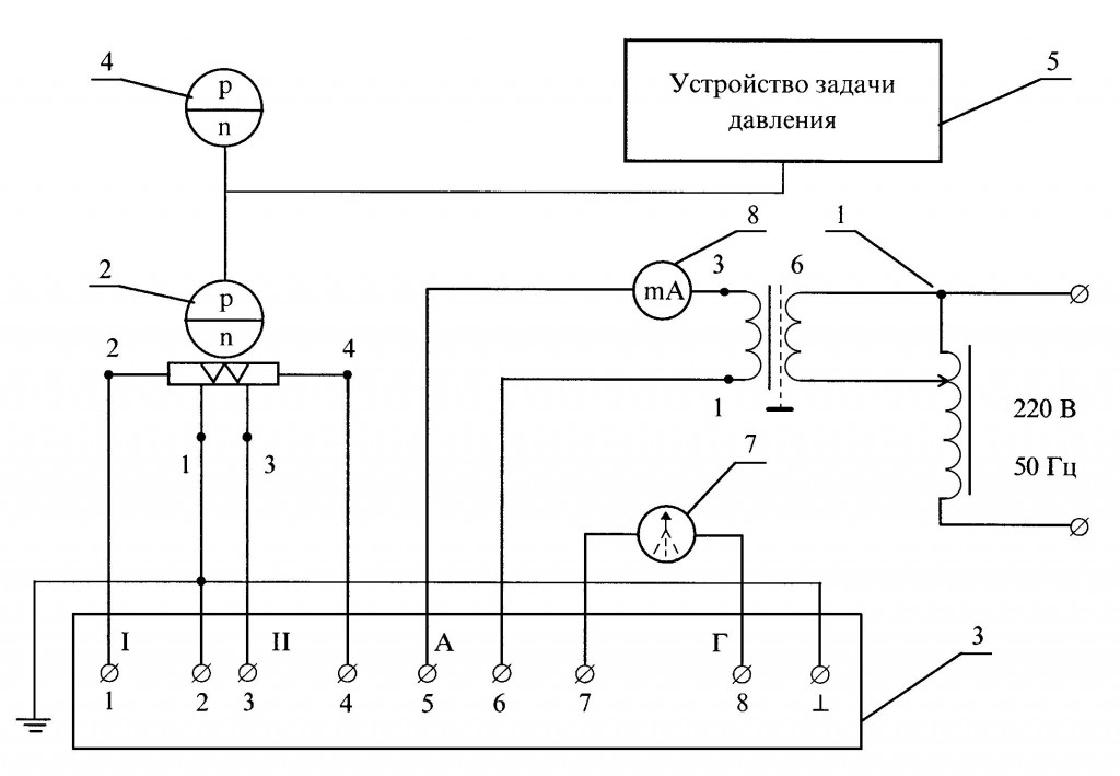 Схема электрическая подключения для проверки характеристик по магазину комплексной взаимной индуктивности